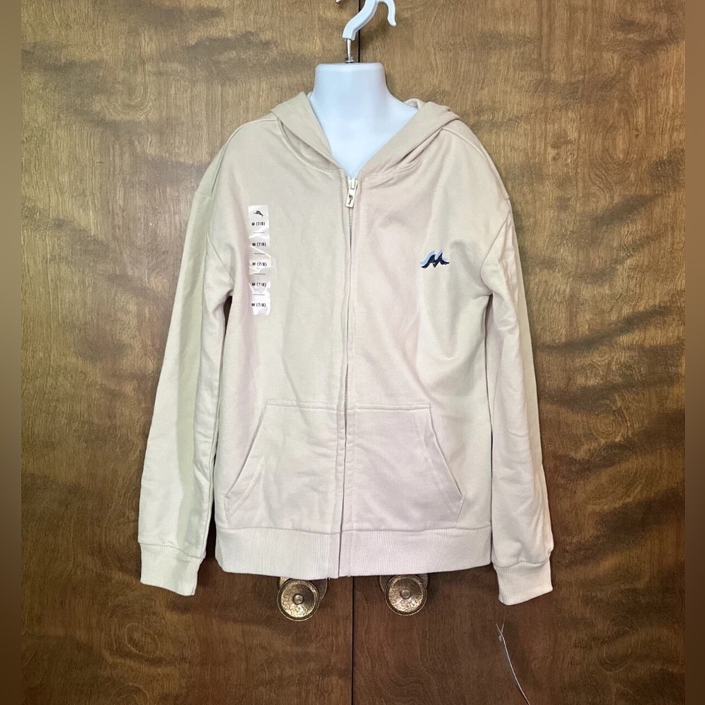 Tommy Bahama Full Zip Beach Graphic Sweatshirt Jacket Boys M 7/8 Hooded Cotton